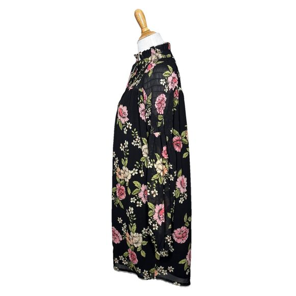 Anthropologie Yumi Kimi Deep Love Black Astoria Flora tunic mini dress Sz Large - Picture 3 of 9